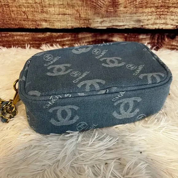 Denim Crossbody Light Blue w/ Gold Hardware Accents 9x5.5x2.5 - Picture 2 of 5